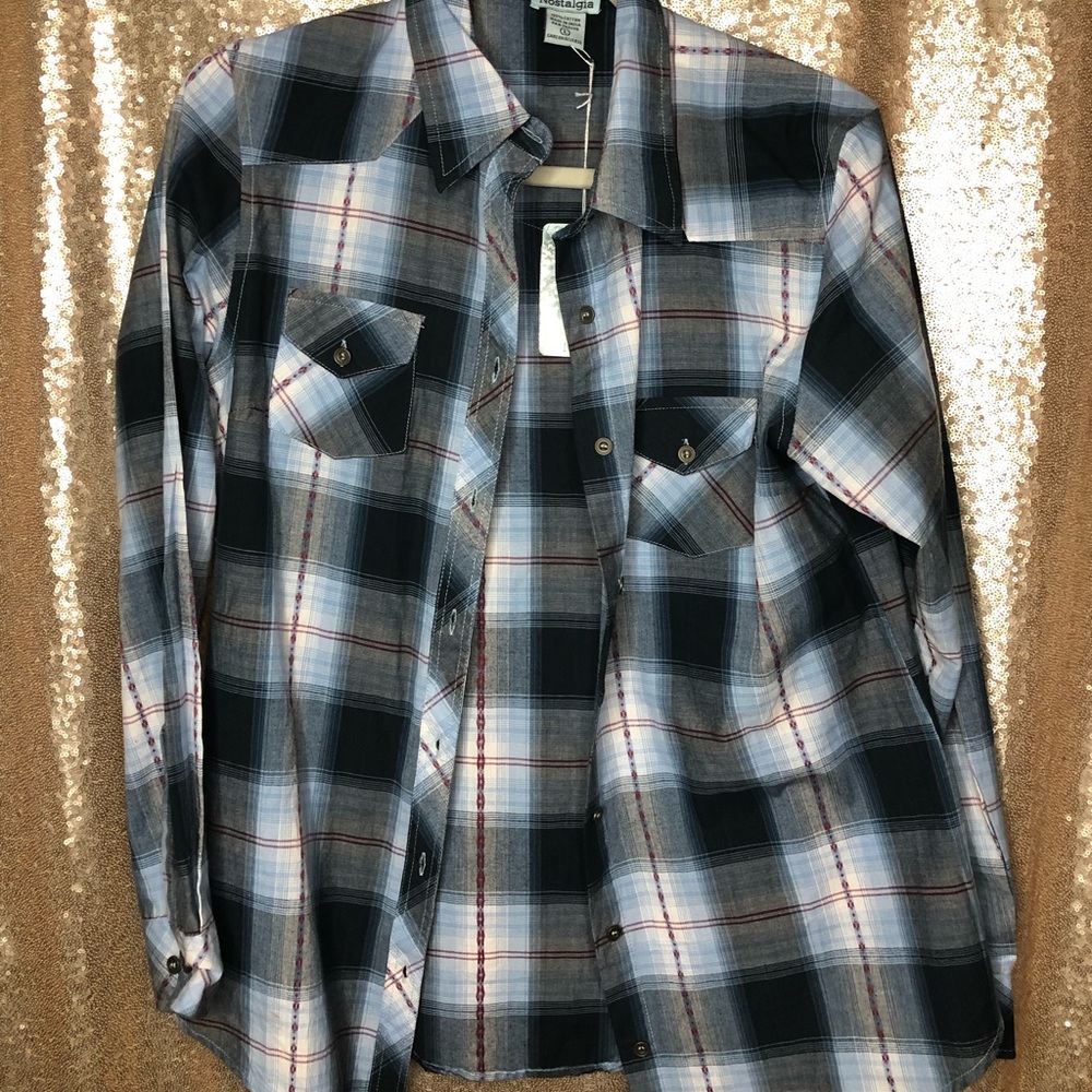 Blue flannel plaid shirt